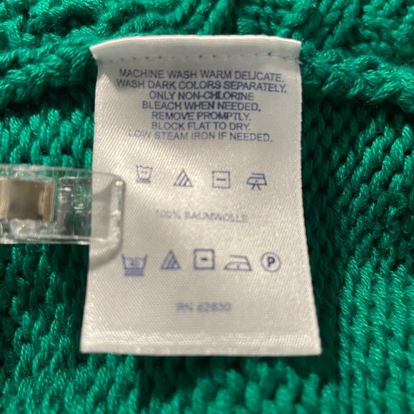 Lands End Drifter Women’s Turtleneck Sweater Cable Knit Emerald Green Med - Picture 7 of 9